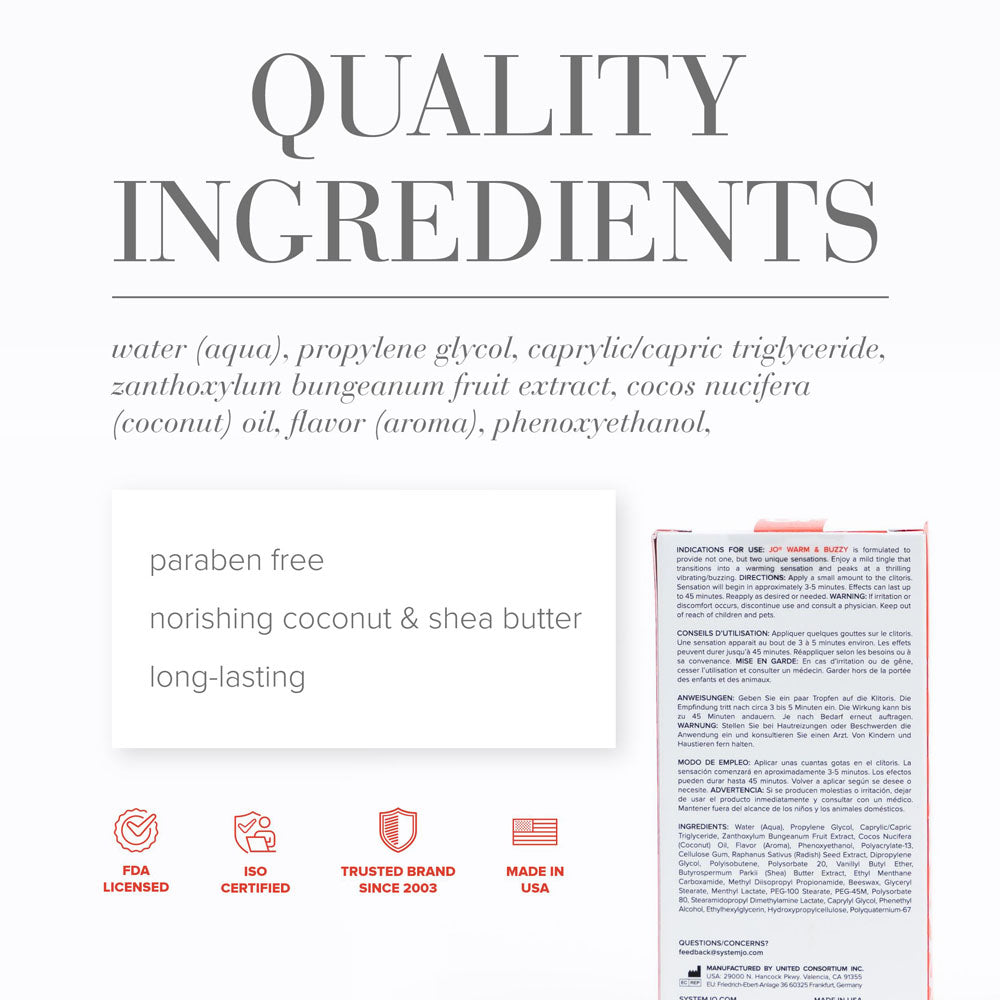 JO Warm & Buzzy (10 mL) – Warming Clitoral Stimulation Gel Enhancers Female