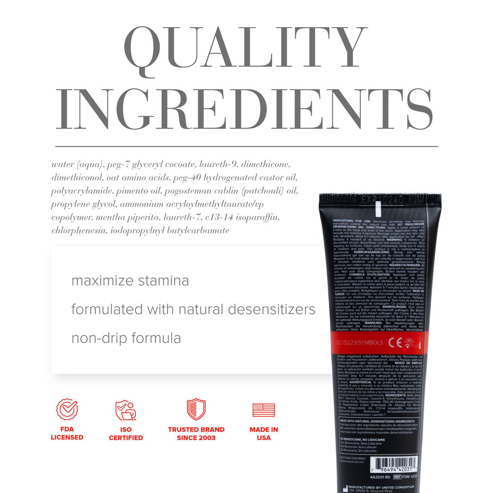 JO Prolonger Gel – Penis Desensitizing Gel 60 mL Tube ENHANCERS