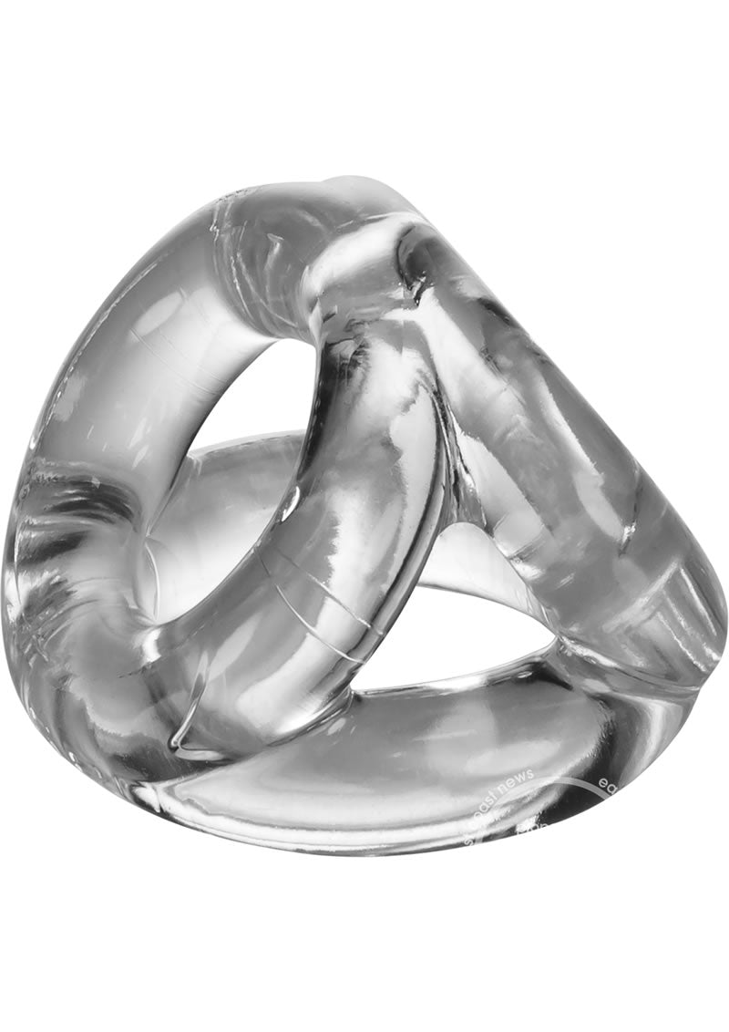 Oxballs Tri-Sport 3-Ring Flexible Silicone Cockring Sling Male Toy Clear > Cock Ring > Sling