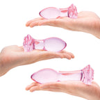 Glas 3PC Rosebud Butt Plug Set Pink Handblown Glass Anal Training Set 3.5, 4.5, and 5.5 Inches > Glass > Toys