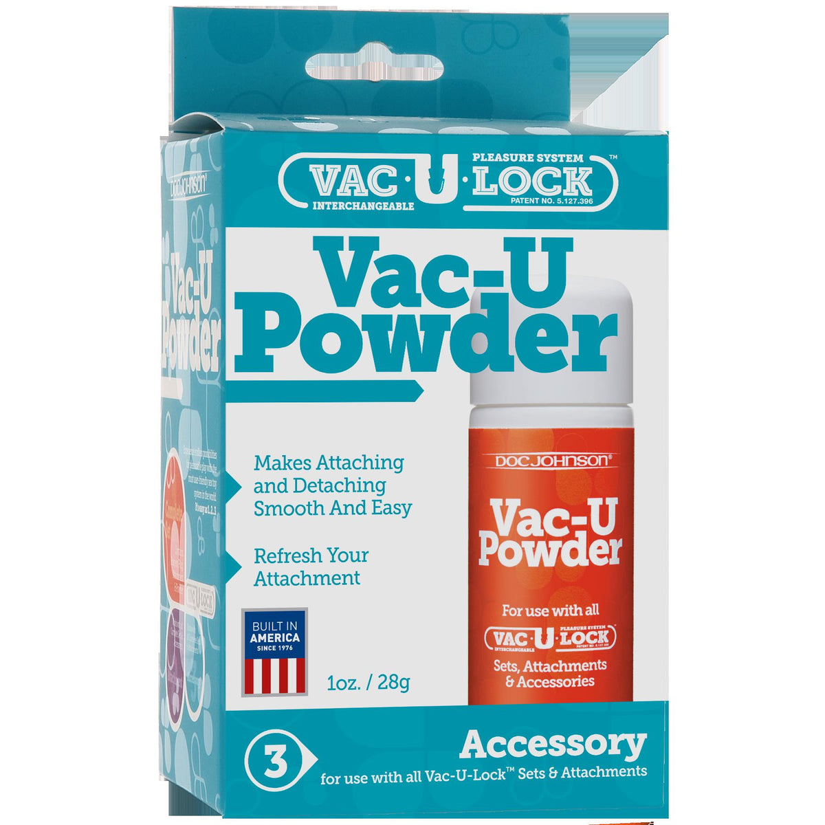 Vac-U-Lock Accessory Vac-U Powder White Talc 1oz Smooth Attachment and Detaching Aid > Sex Toys > Sex Machines > Connectors Main image
