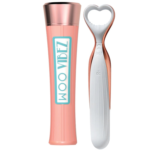 WOO Rechargeable Silicone Vibe with Travel Case White and Rose Gold Multi VIBRATORS