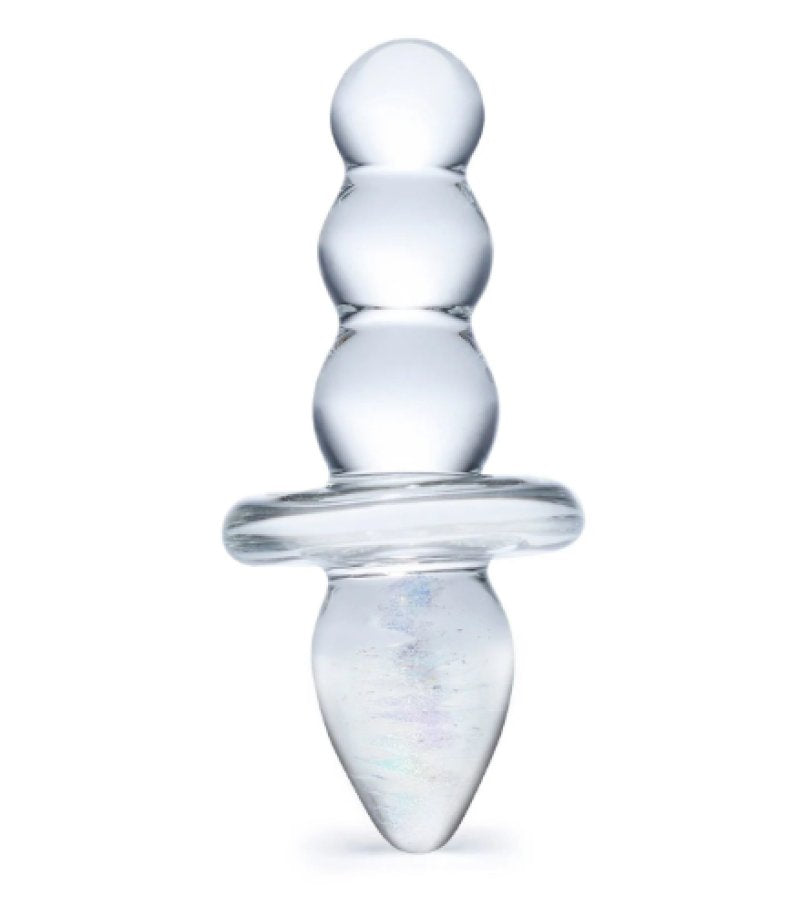 Glas 4.5" Titus Clear Handblown Glass Beaded Butt Plug Dual Ended