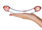 Glas 8 Inch Red Head Double Dildo Spiral Bulbous Glass Toy