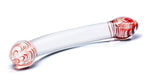 Glas 8 Inch Red Head Double Dildo Spiral Bulbous Glass Toy