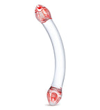 Glas 8 Inch Red Head Double Dildo Spiral Bulbous Glass Toy