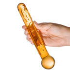 Glas 7.5 Inch Orange Tickler Textured Glass Dildo with Easy Grip Base > Glass > Dildos