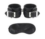 Lux Fetish Unisex Black Leatherette Cuffs with Lock, Chain, and Satin Blindfold > Bondage Gear > Restraints