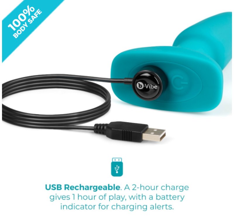 b-Vibe Rimming Plug 2 Teal Rotating and Vibrating Remote Control Anal Plug > Anal Range > Vibrating Butt Plugs