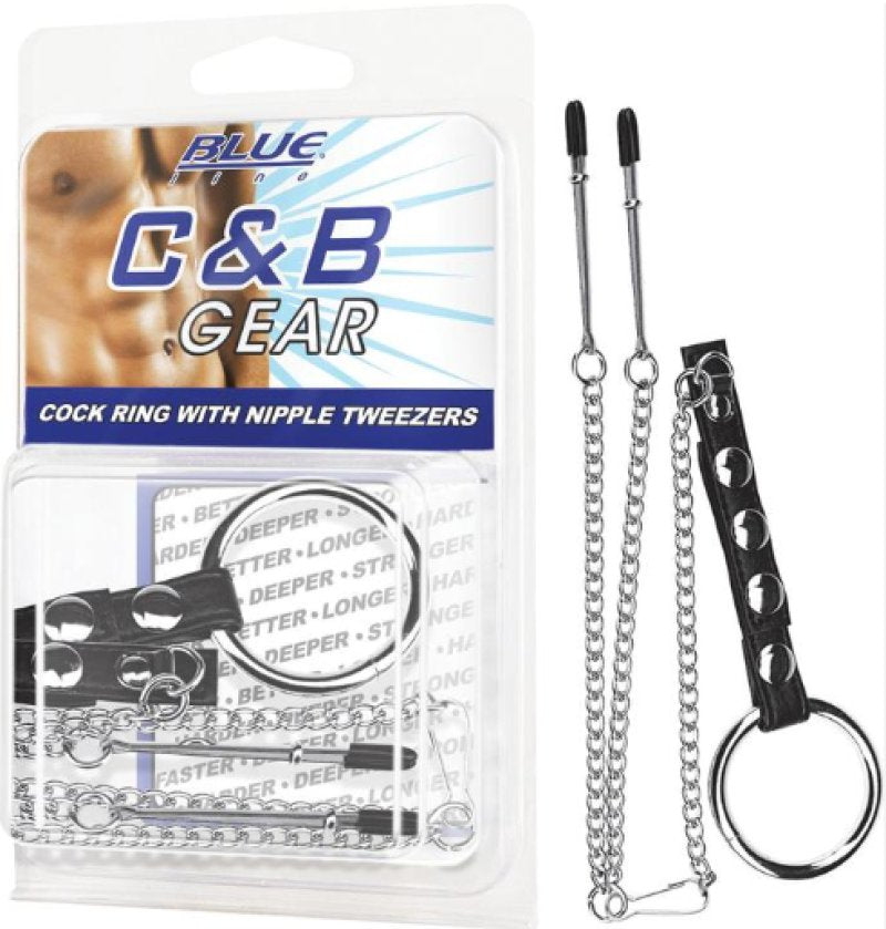 Blue Line Cock Ring With Nipple Tweezers – Adjustable Sensation Enhancer > Clothes > Mens Leather