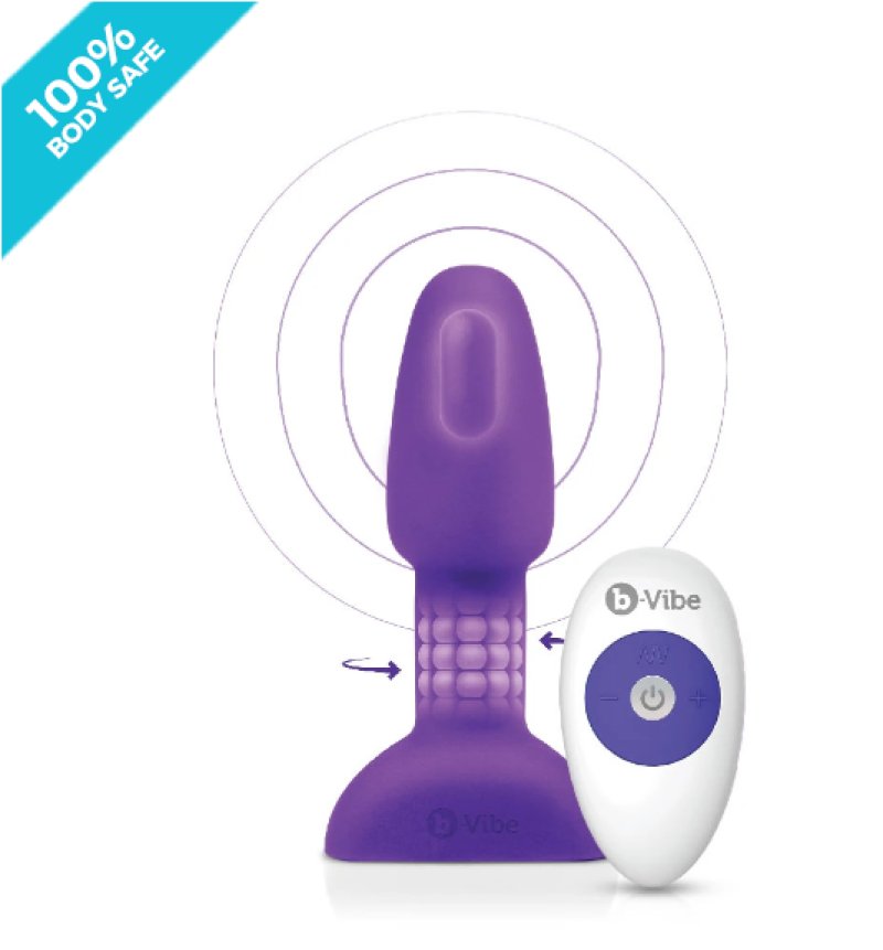 b-Vibe Rimming Petite Purple Rotating and Vibrating 5" Plug Secondary image