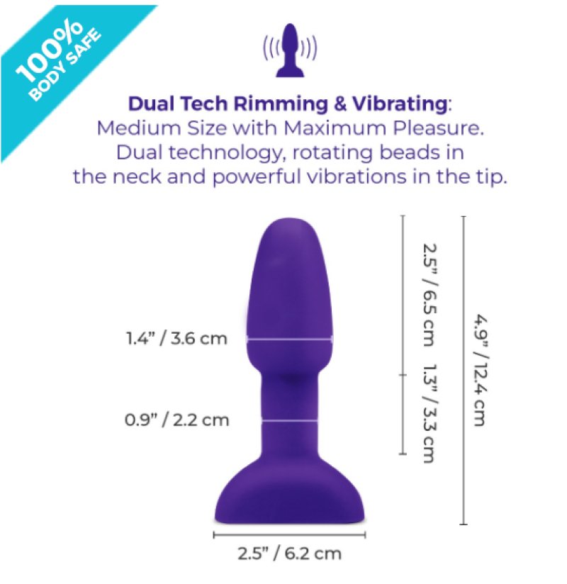 b-Vibe Rimming Petite Purple Rotating and Vibrating 5" Plug > Anal Range > Vibrating Butt Plugs