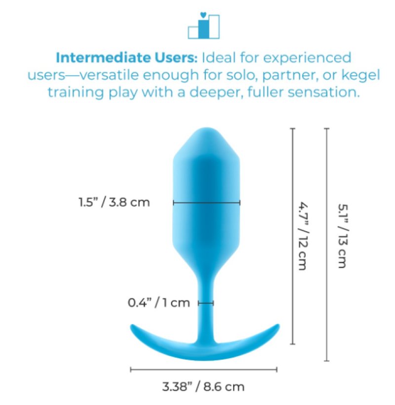 b-Vibe Snug Plug 3 Weighted Silicone Plug Teal > Anal Range > Vibrating Butt Plugs