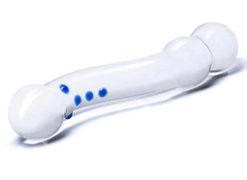 Glas 6 Inch Textured Clear Glass G-Spot Dildo with Blue Accents