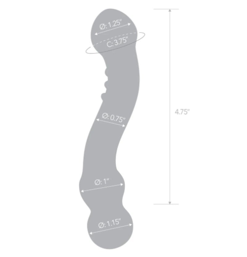 Glas 6 Inch Textured Clear Glass G-Spot Dildo with Blue Accents