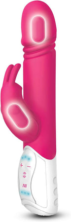 Rabbit Essentials Thrusting Rabbit Vibrator in Hot Pink with Enlarged G-Spot Tip and Charging