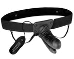Lux Fetish Unisex Black Vibrating Hollow Strap-On Dildo 6" inch
