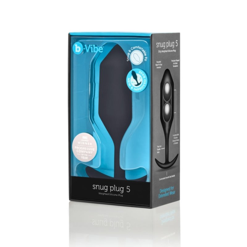 b-Vibe Snug Plug 5 (Black) – Large Weighted Silicone Butt Plug > Anal Range > Butt Plugs