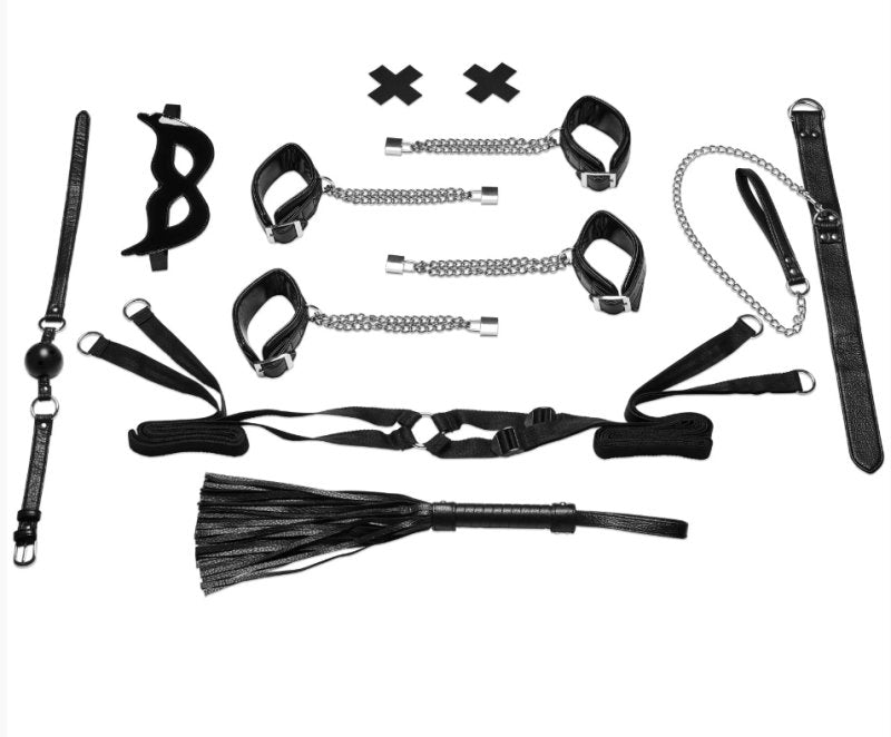 Lux Fetish Master-Slave Domination Chain-Me-Up 6PC Black Bedspreaders Set > Bondage Gear > Bondage Kits