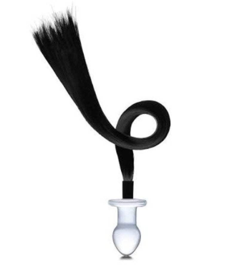 Glas 3 Inch Black Horse Tail Glass Butt Plug