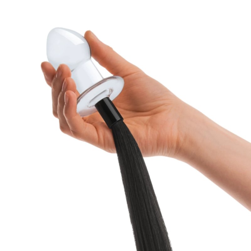 Glas 3 Inch Black Horse Tail Glass Butt Plug