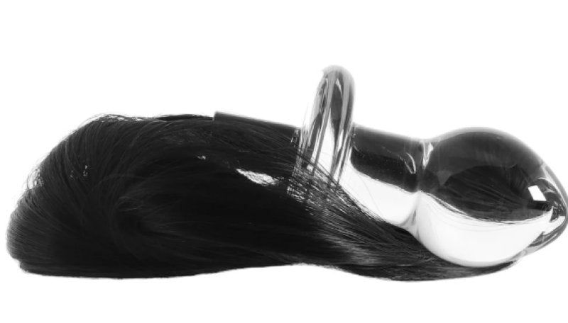 Glas 3 Inch Black Horse Tail Glass Butt Plug