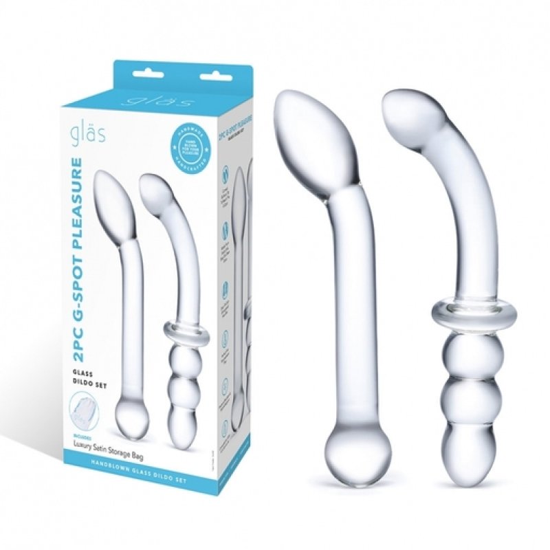 Glas 6 Inch 2Pc G-Spot Pleasure Dildo Set Clear Glass