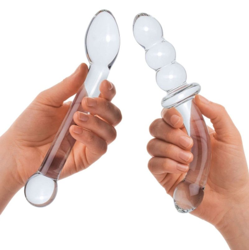 Glas 6 Inch 2Pc G-Spot Pleasure Dildo Set Clear Glass