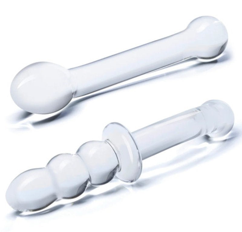 Glas 6 Inch 2Pc G-Spot Pleasure Dildo Set Clear Glass