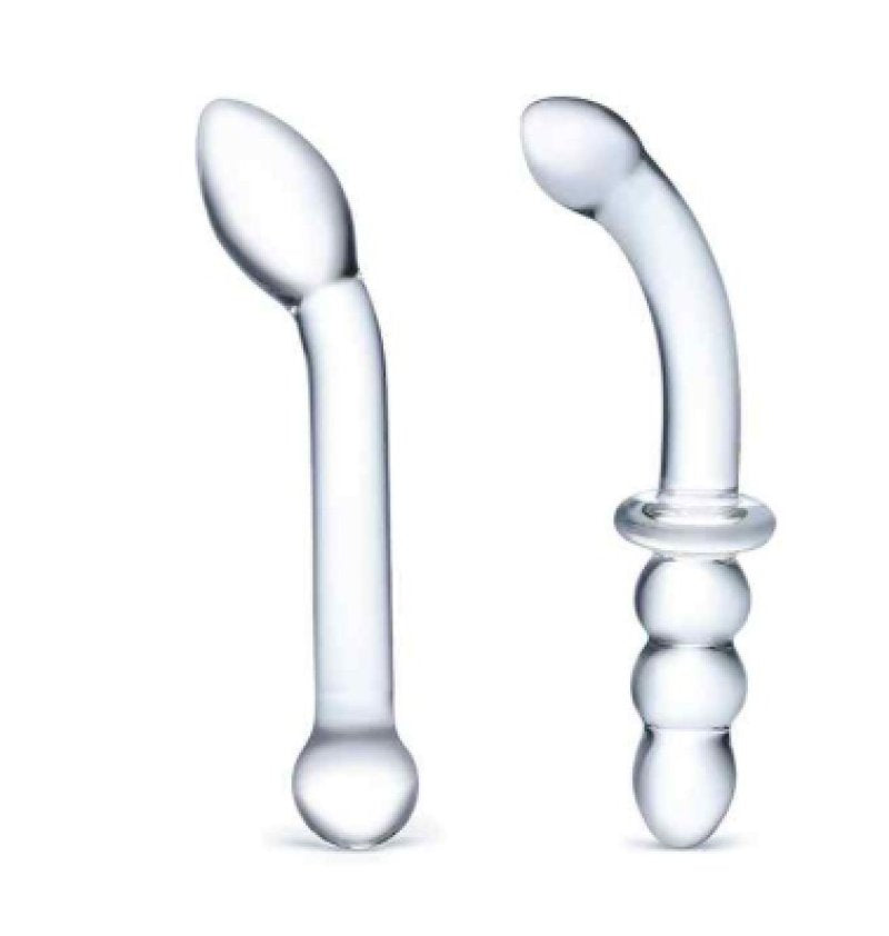 Glas 6 Inch 2Pc G-Spot Pleasure Dildo Set Clear Glass