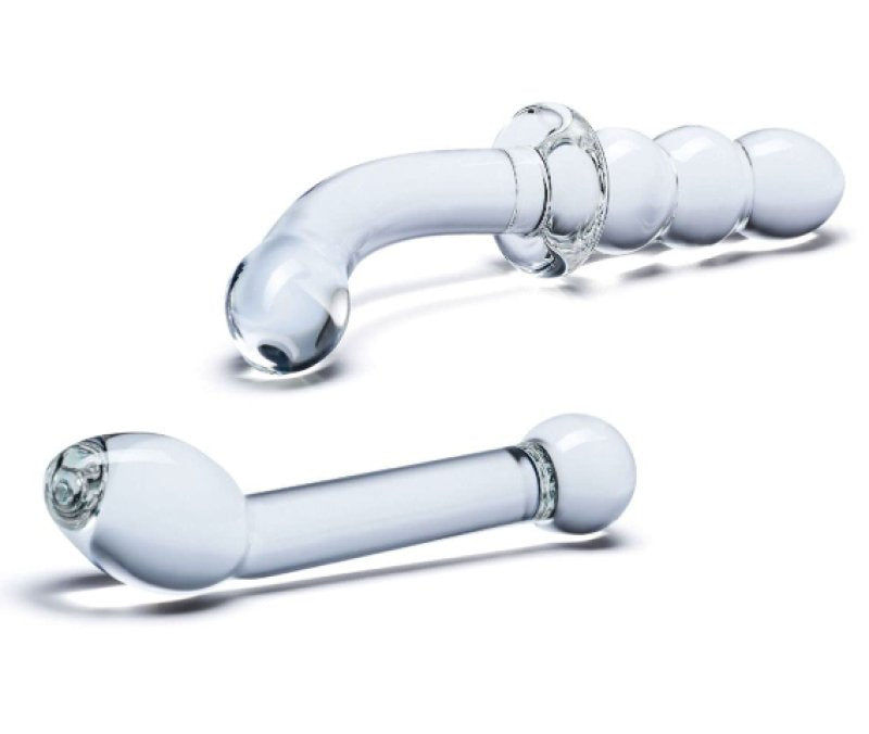 Glas 6 Inch 2Pc G-Spot Pleasure Dildo Set Clear Glass