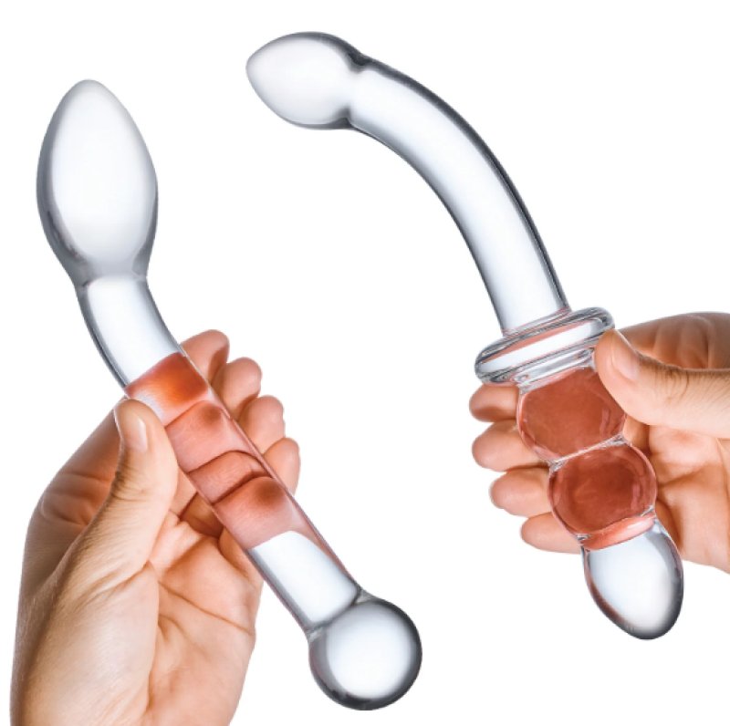 Glas 6 Inch 2Pc G-Spot Pleasure Dildo Set Clear Glass