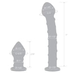 Glas 7.5 Inch and 3 Inch 2pc Double Penetration Blue and Clear Swirly Glass Dildo and Buttplug Set > Glass > Dildos