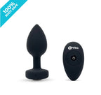 b-Vibe Vibrating Jewel Plug M/L Black Silicone Anal Toy (8.6 cm insertable)