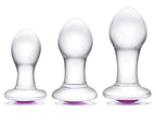 Glas 3 Inch 3.5 Inch 4 Inch 3-Piece Bling Bling Anal Training Set Glass Butt Plugs