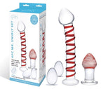 Glas 4-Piece Mr. Swirly Set with Red Swirl Kegal Balls and 3.25 Inch Butt Plug