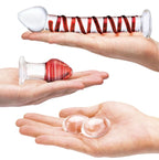 Glas 4-Piece Mr. Swirly Set with Red Swirl Kegal Balls and 3.25 Inch Butt Plug
