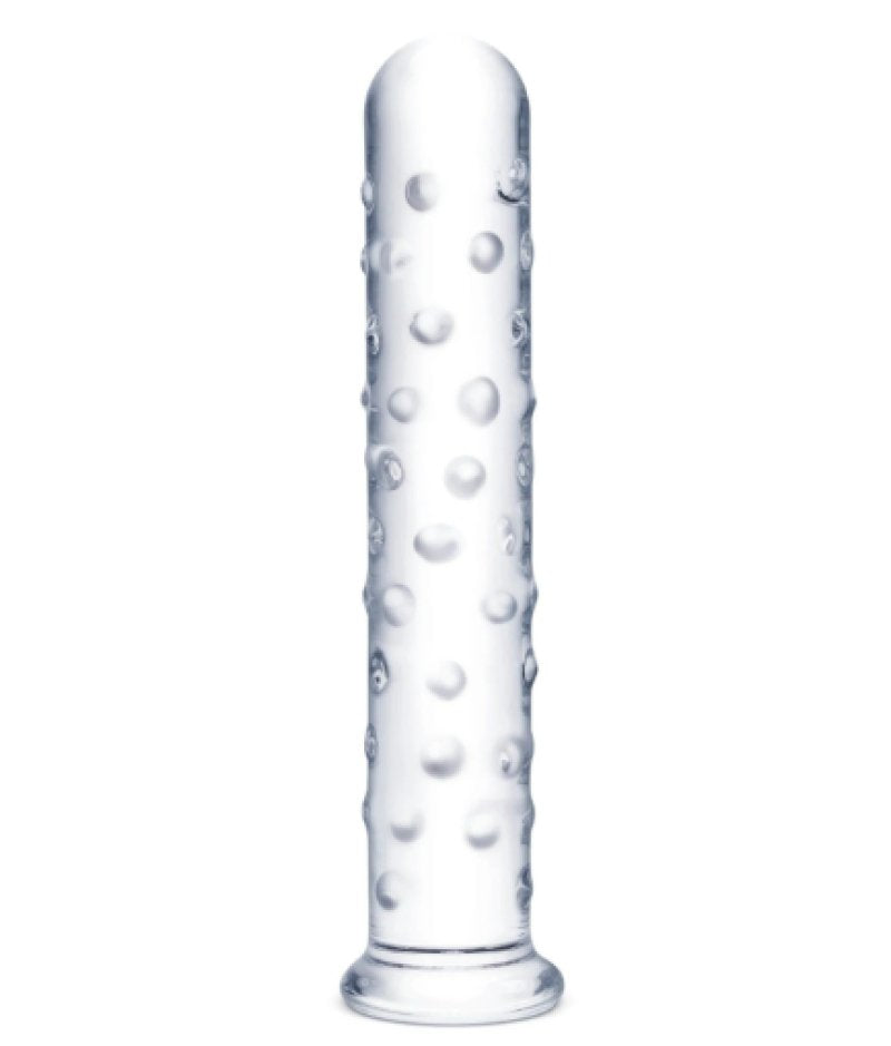 Glas 10 Inch Extra Large Clear Glass Dildo With Textured Ridges and Smooth Tapered Tip