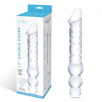 Glas 12 Inch Clear Double Ended Glass Dildo With Anal Beads