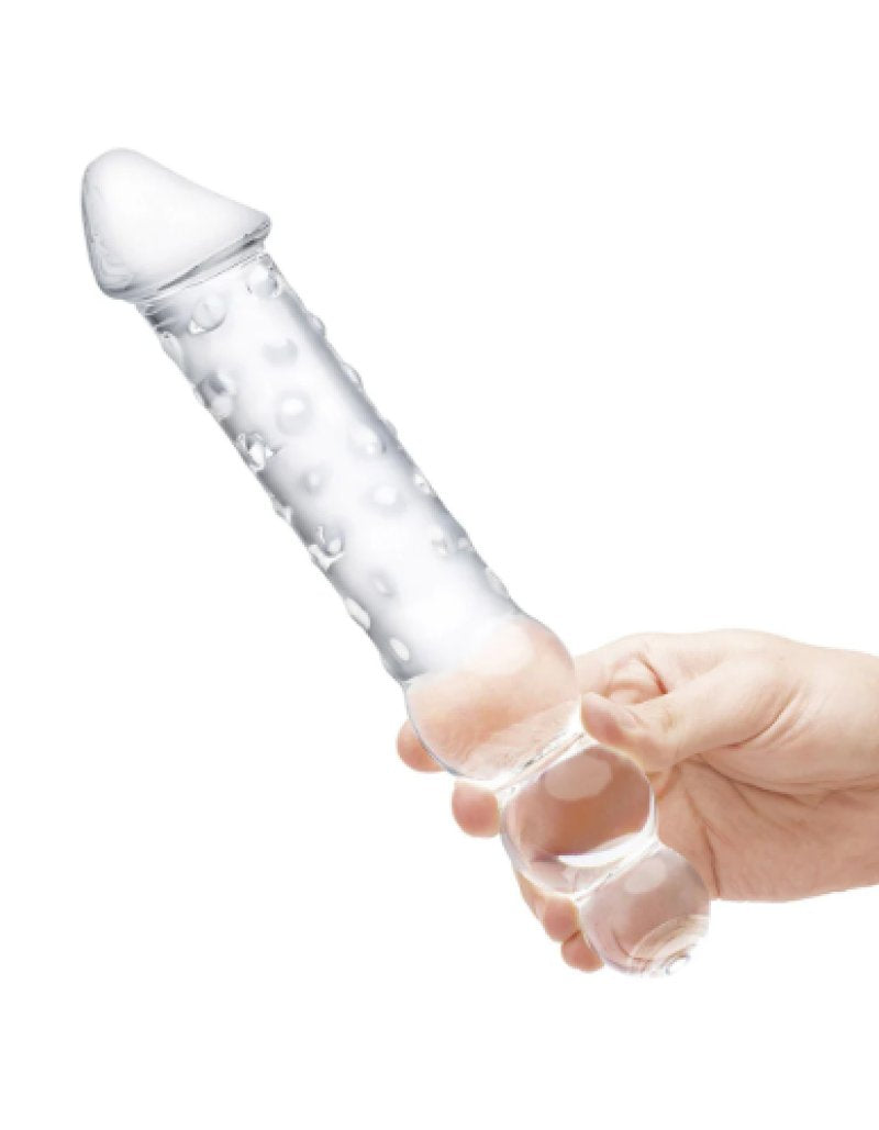 Glas 12 Inch Clear Double Ended Glass Dildo With Anal Beads