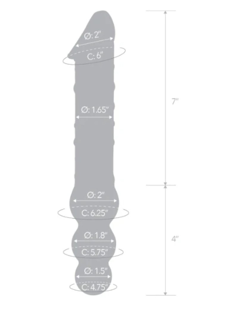Glas 12 Inch Clear Double Ended Glass Dildo With Anal Beads
