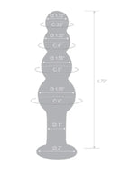 Glas 7.25 Inch Clear Glass Beaded Butt Plug with Graduated Beads and Flared Base