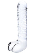 Glas 8 Inch Clear Realistic Ribbed G-Spot Dildo With Balls