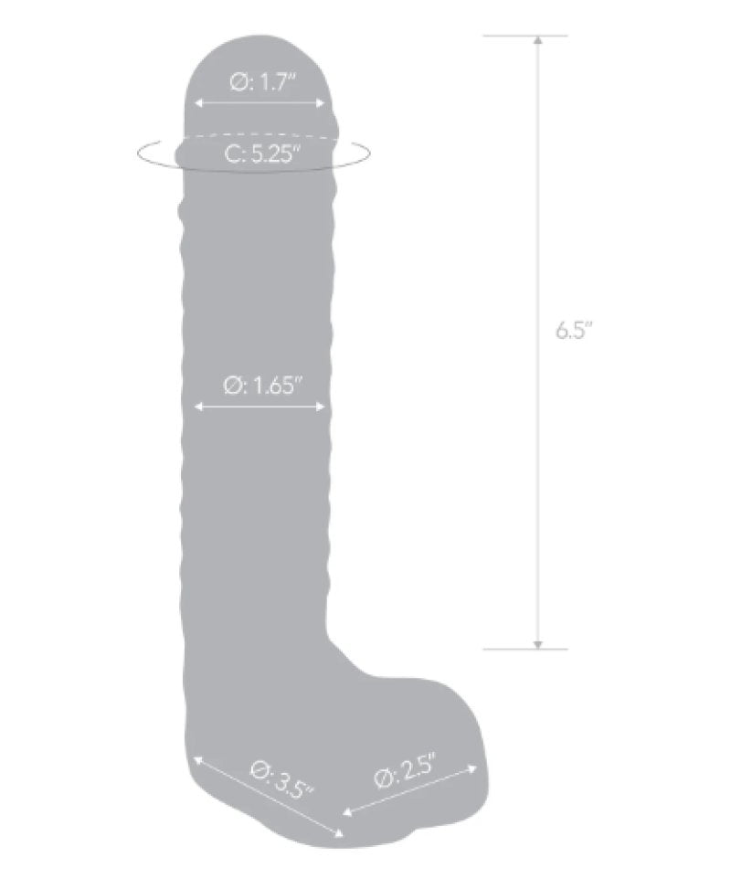 Glas 8 Inch Clear Realistic Ribbed G-Spot Dildo With Balls