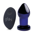Glas 3.5 Inch Remote Controlled Vibrating Butt Plug in Deep Blue