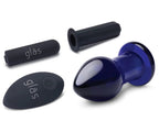 Glas 3.5 Inch Remote Controlled Vibrating Butt Plug in Deep Blue