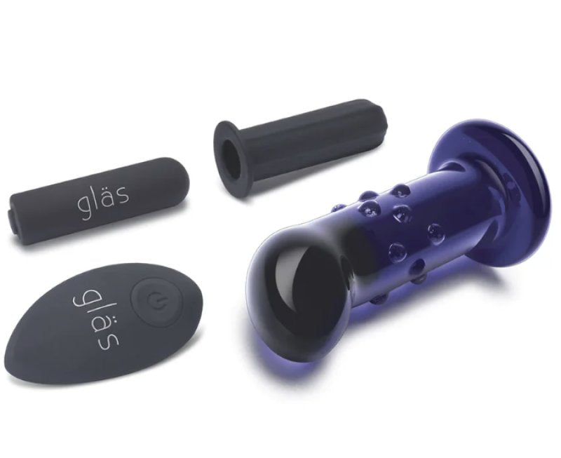 Glas 4 Inch Remote Controlled Vibrating Dotted G-Spot P-Spot Plug