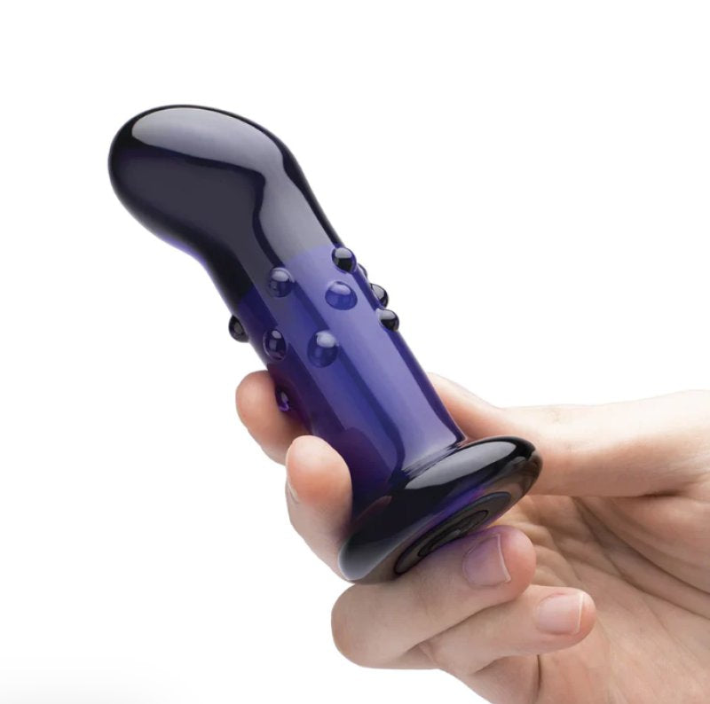 Glas 4 Inch Remote Controlled Vibrating Dotted G-Spot P-Spot Plug