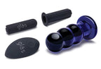 Glas 3.5 Inch Remote Controlled Vibrating Beaded Butt Plug in Black and Purple