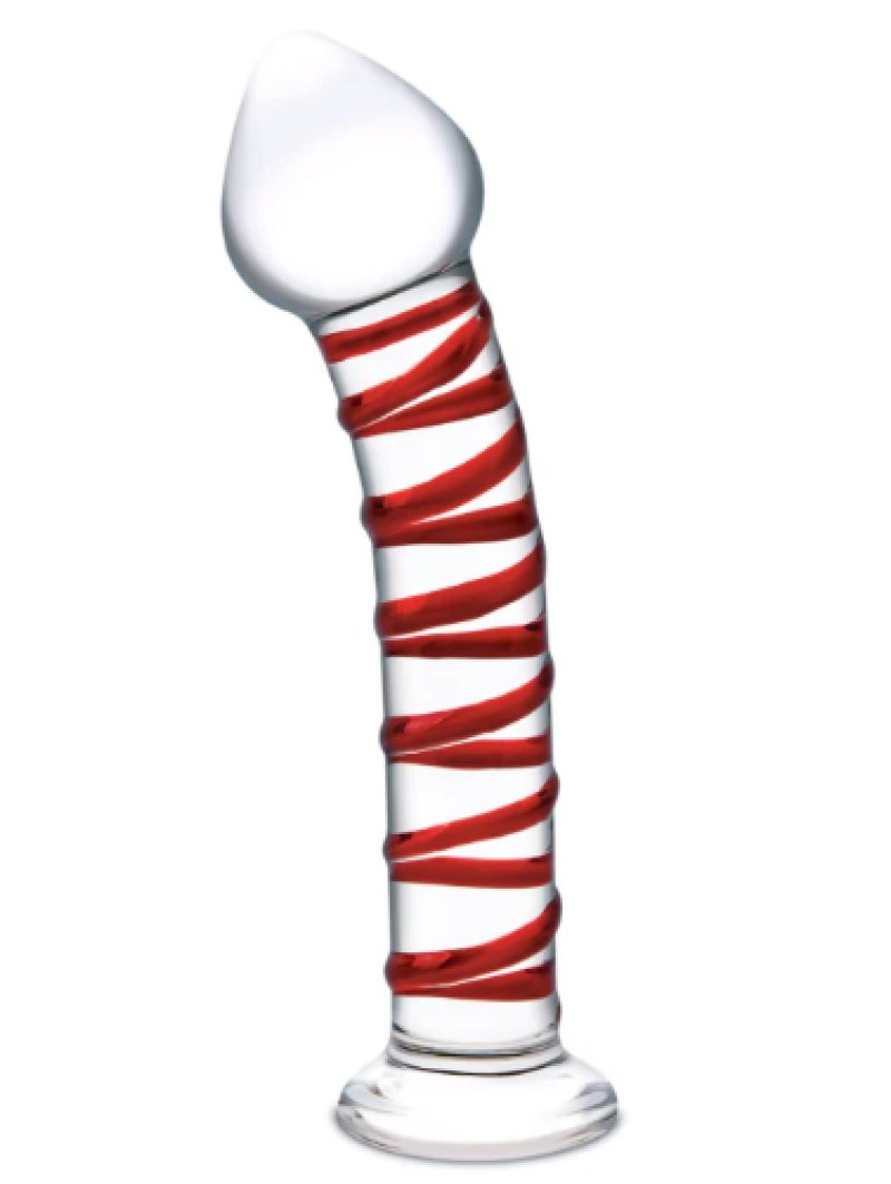 Glas 8 Inch Mr. Swirly Red Spiral Handblown Glass Dildo > Glass > Dildos